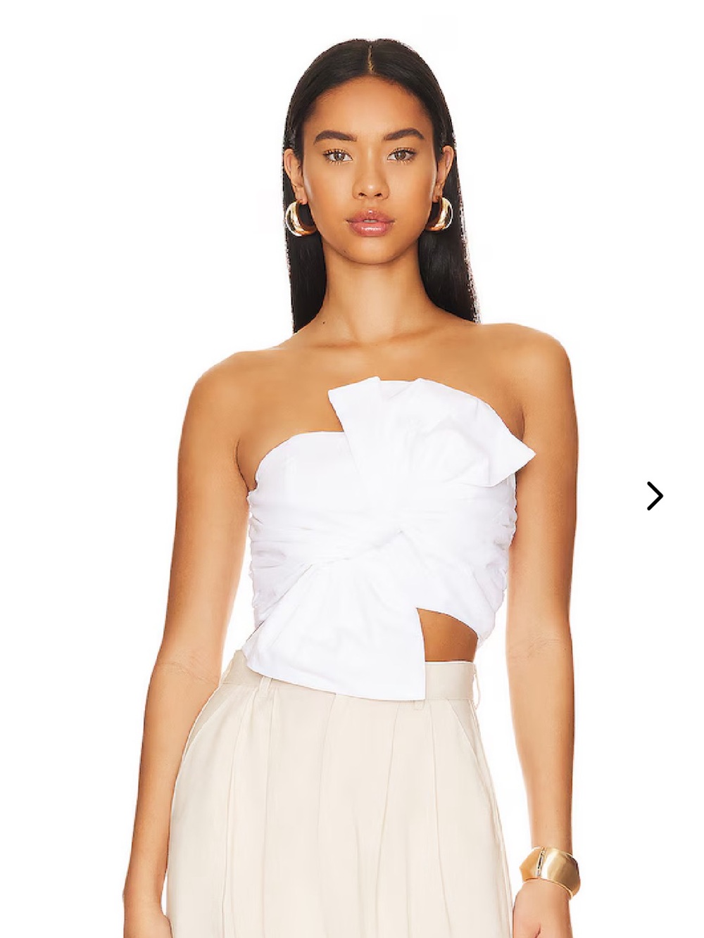Lovers + Friends White Strapless Twist-Front Crop Top